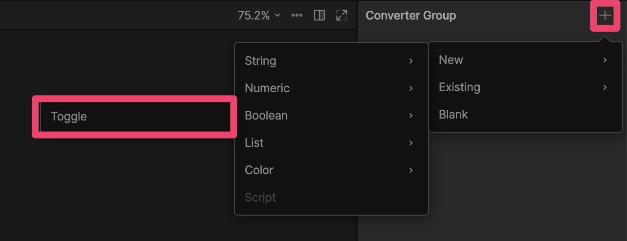 添加 Toggle converter